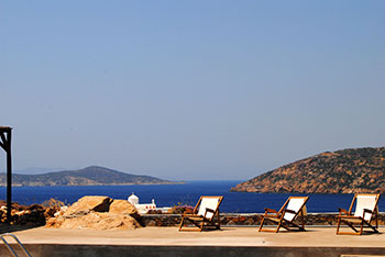 Sea view from the pool area of Kavos studios