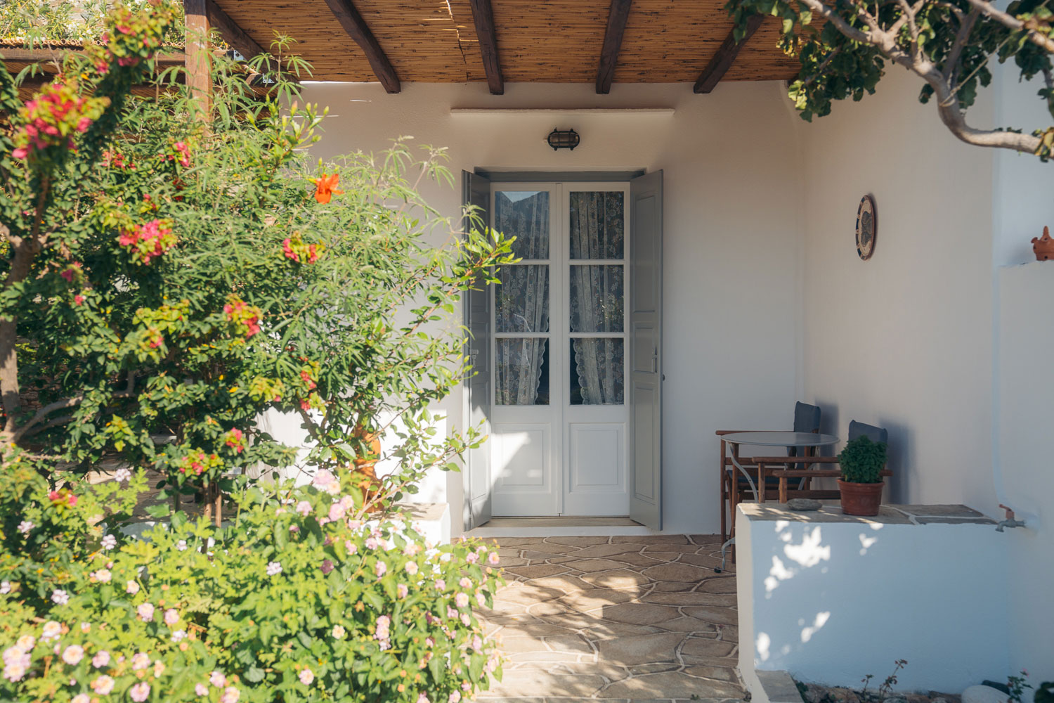 The patio of Studios Almira and Rigani at Kavos