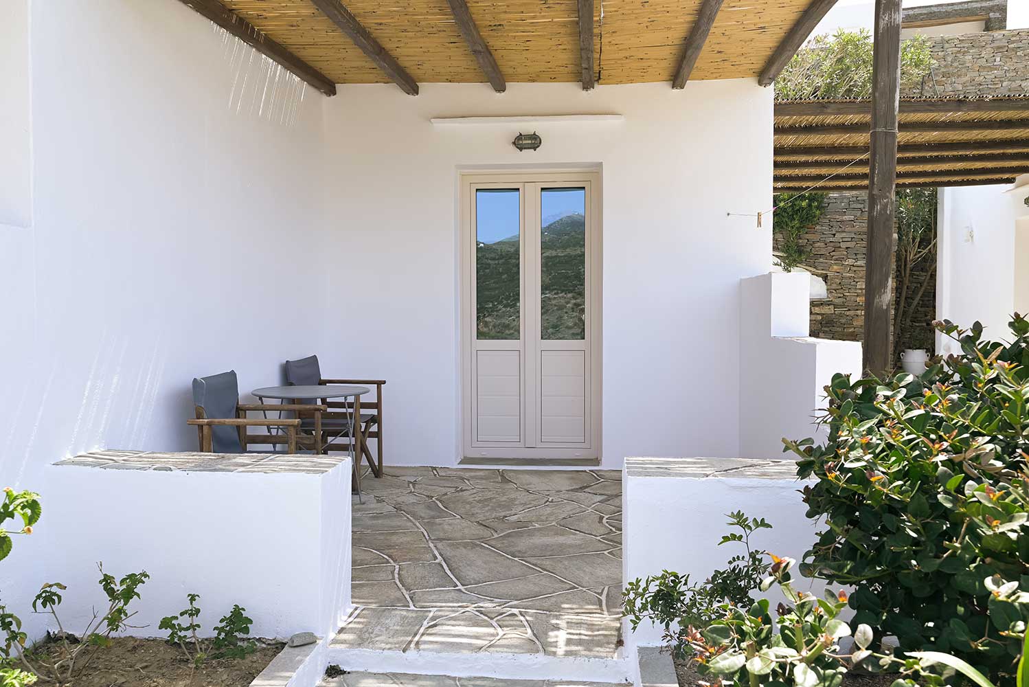 The patio of Studios Almira and Rigani at Kavos