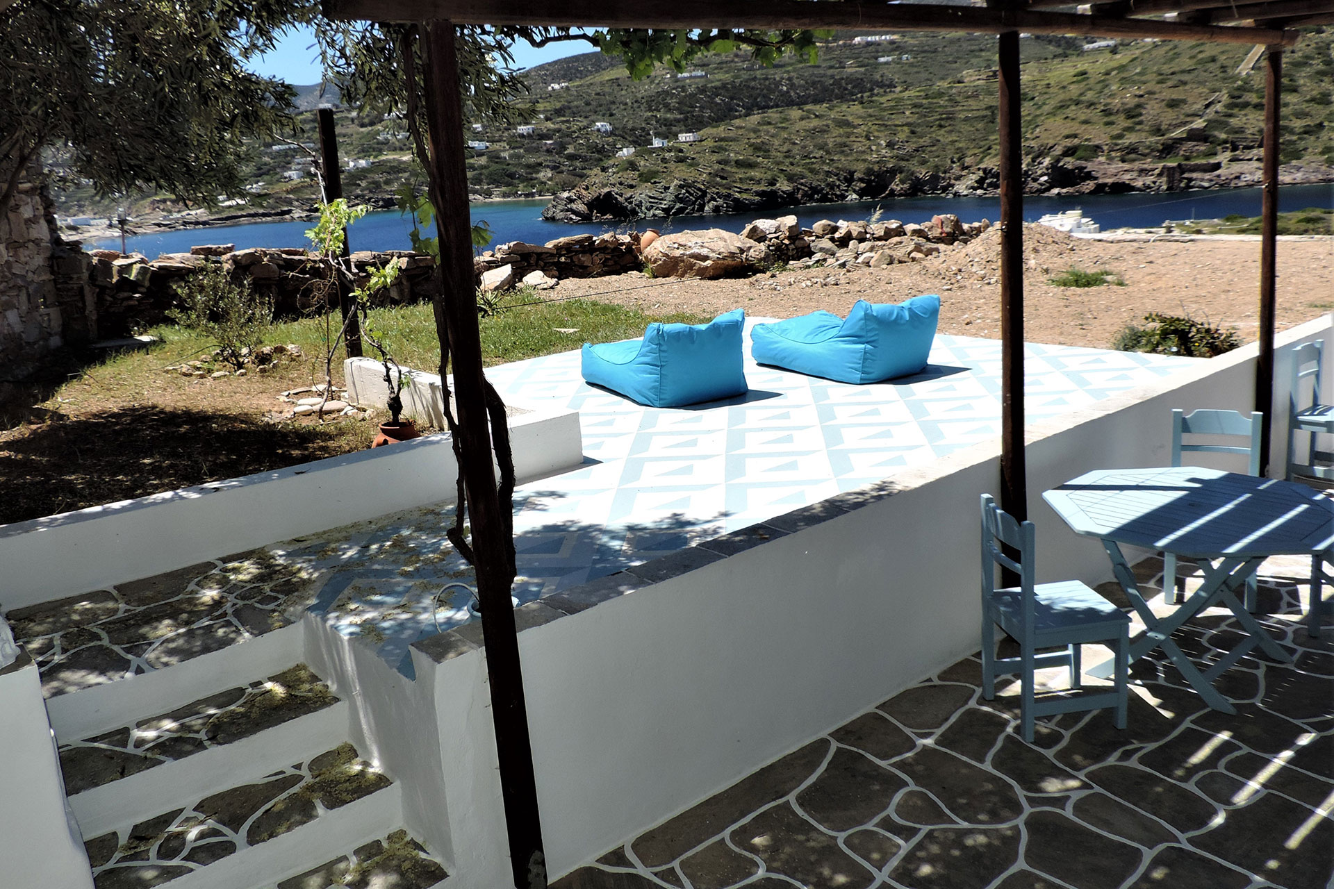 The patio at Ambeli family house at Kavos