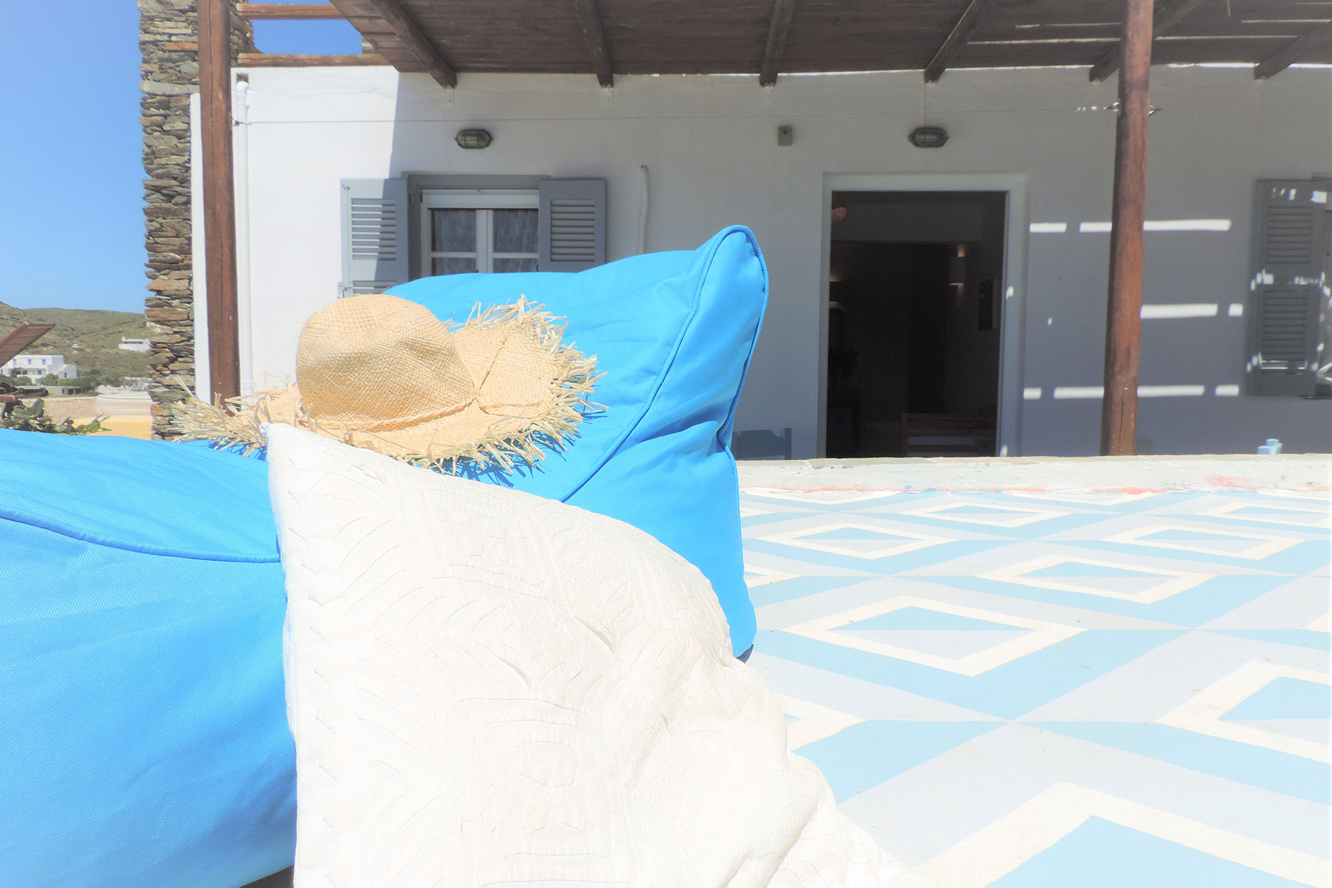 The patio at Ambeli family house at Kavos