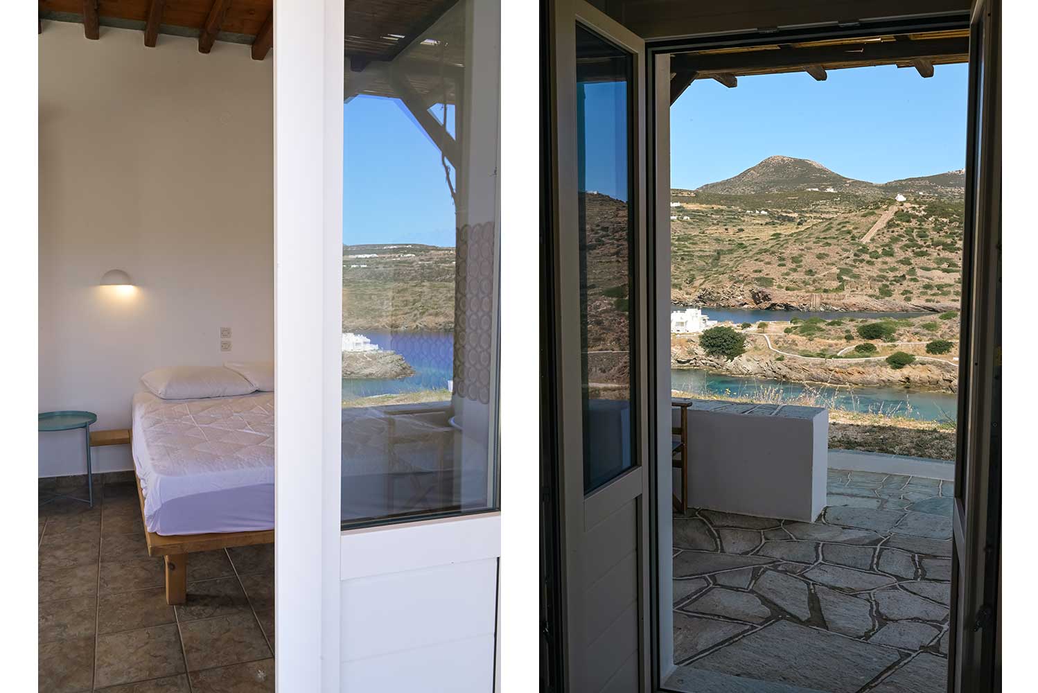 The bedroom of Louisa family studio at Kavos